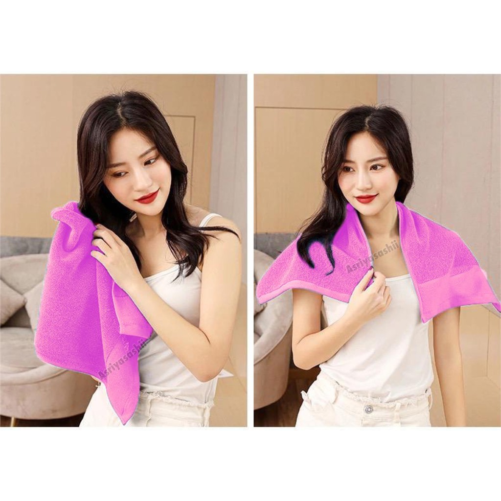 Handuk Wajah Leher Muka Pink 35x70 Asriyasashii Cotton 100% Tebal Lembut Termurah Terlaris