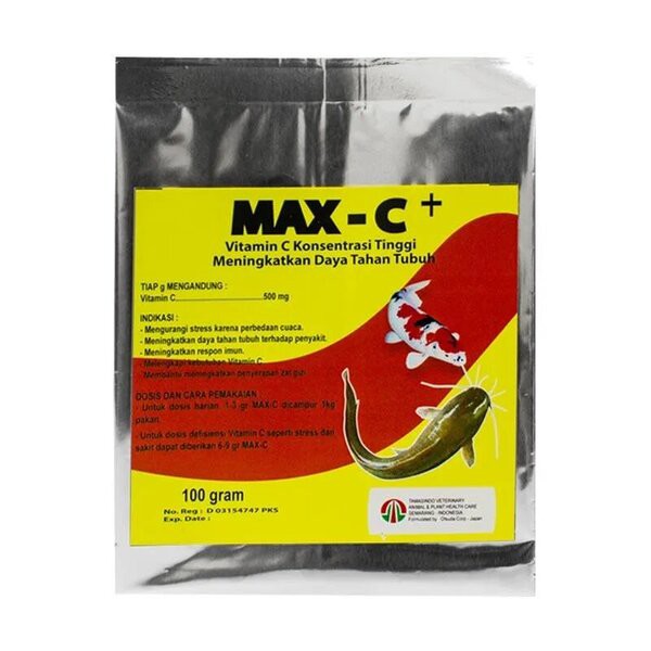 Max C+ 100 gram Vitamin C Obat Daya Tahan Tubuh Ikan Anti Stress Sakit