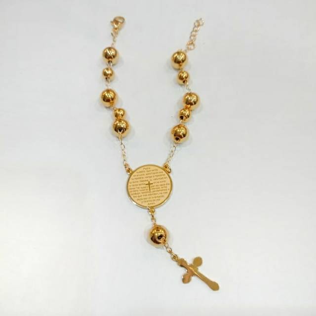 gelang tangan titanium Rosario anti karat