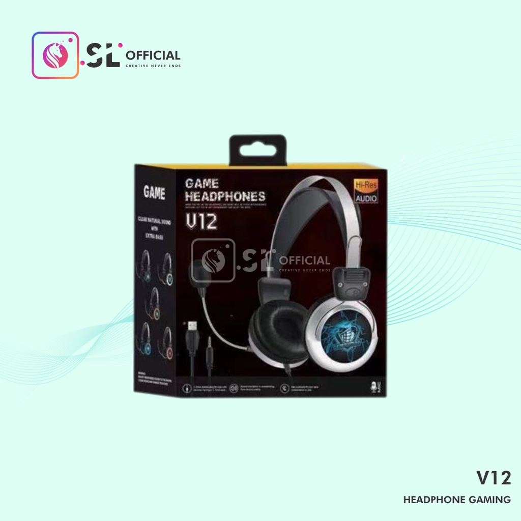 HEADPHONE GAMING HI FI AUDIO V12 JACK 3.5mm