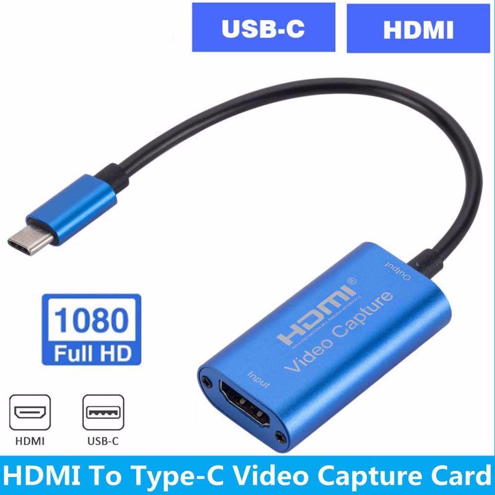 Agustina Video Capture Card Video Game Grabber Record HD 1080P Permainan Rekam Video Grabber Siaran Live Streaming Game Recorder Type-C Video Capture Card