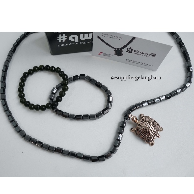 BLACK JADE GINSAMYONG KURA PARDALIS GOLD gelang kalung kesehatan korea