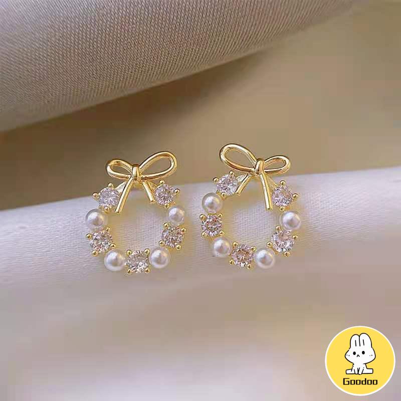 Fashion Korea Sepasang Anting Mutiara Garland Aksesoris Mode -Doo