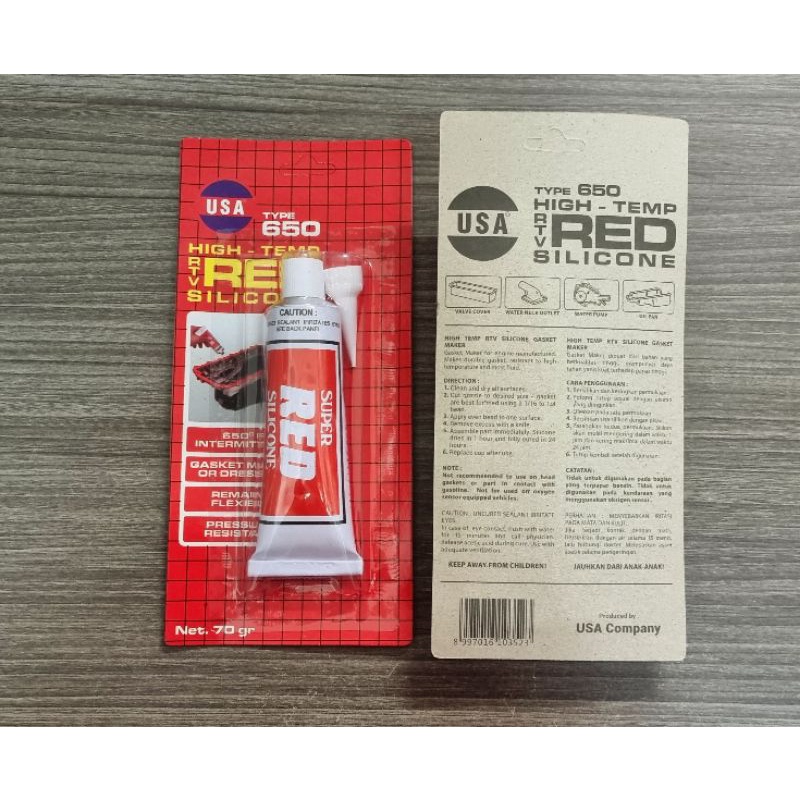 

Lem high temp red silicone BESAR USA 650 70gr/Sealent paking gasket merah (hrg rp96000/ls) JunDW