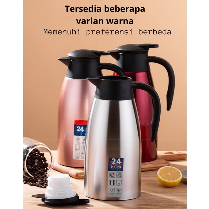 Termos Air Stainless Steel Termos Air Panas Dingin 2 Liter Termos Kopi Teh European Vacum Jug