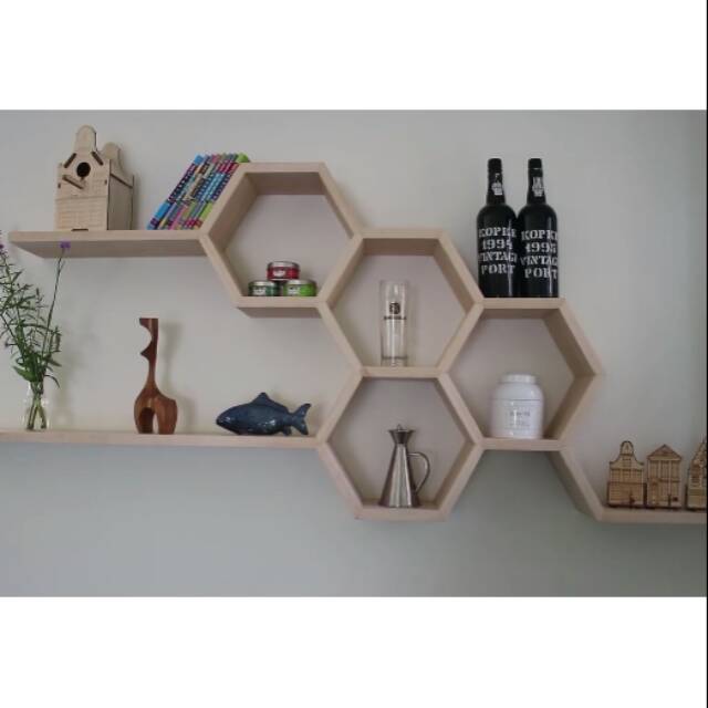 Rak dinding Hexagonal minimalis cantik