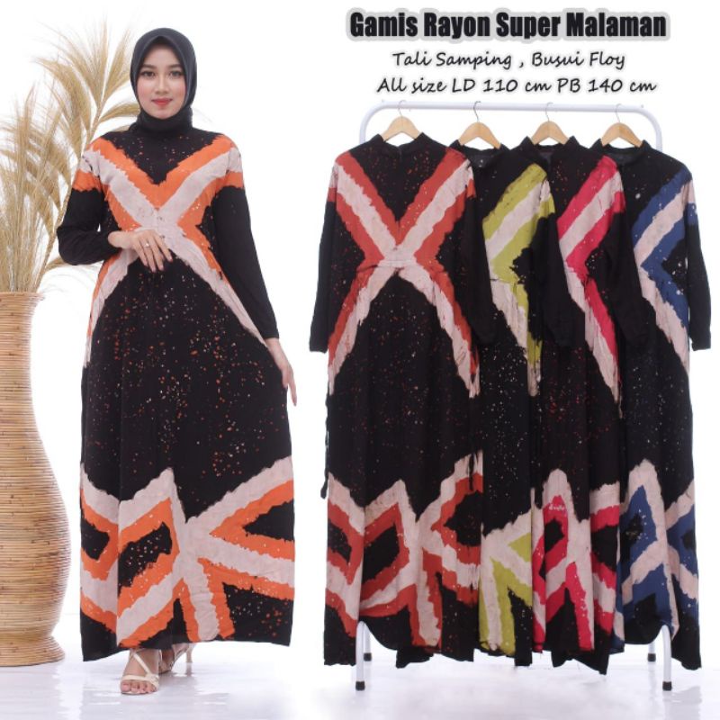 baju batik gamis wanita dewasa