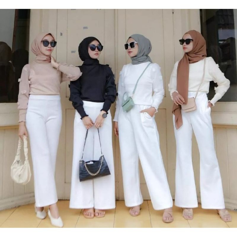 Celana kulot scuba premium / kulot bawahan highwaist / kulot polos scuba hits selebgram fashion