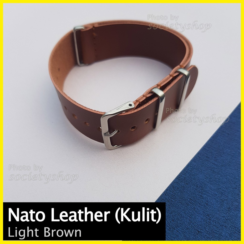 Nato Leather Kulit Sintetis Tali Jam Strap Watch 18mm 20mm 22mm Seiko