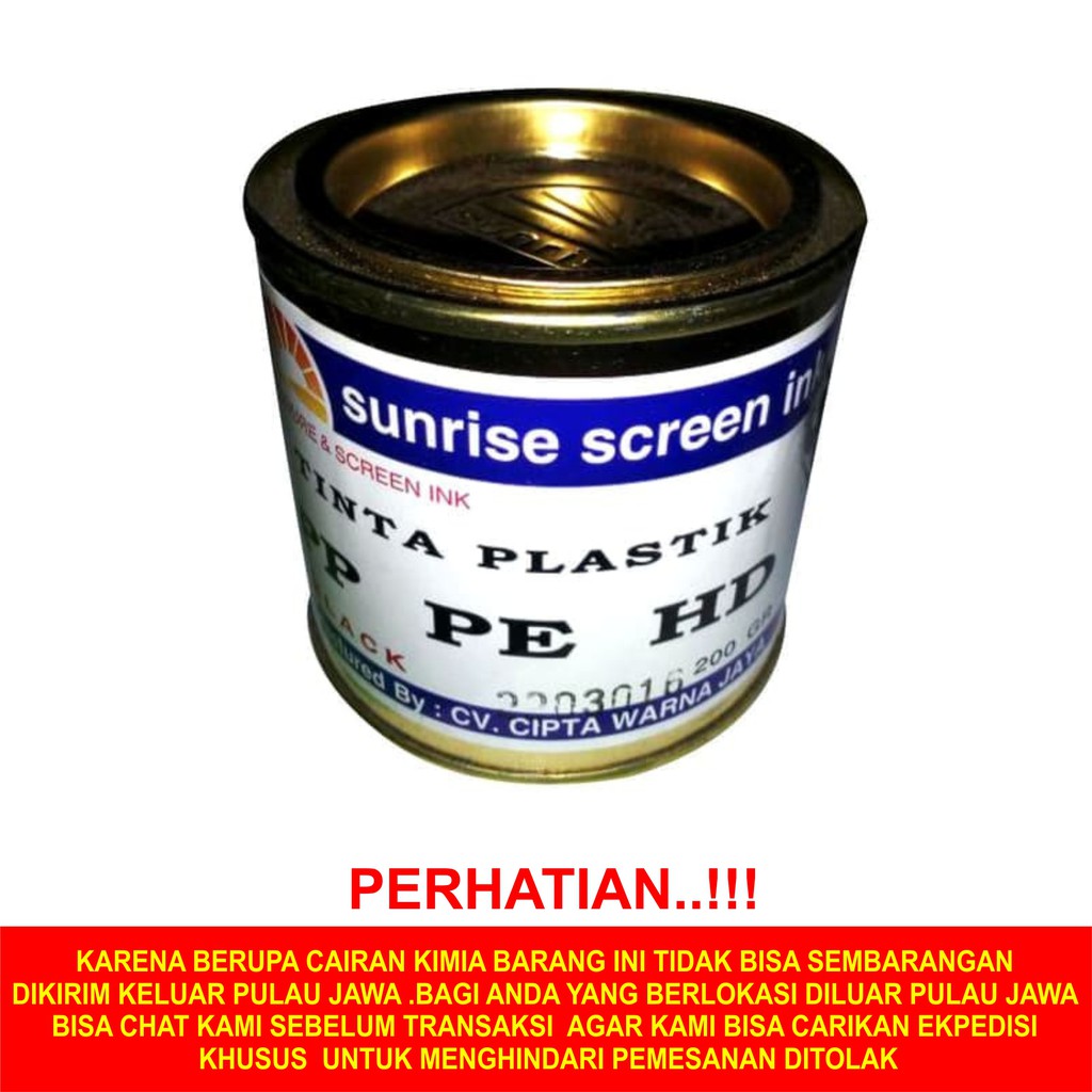 

HITAM Tinta Sablon Plastik Cat Sablon Plastik SUNRISE Plastik PE Plastik PP Plastik OPP Plastik HD Mika