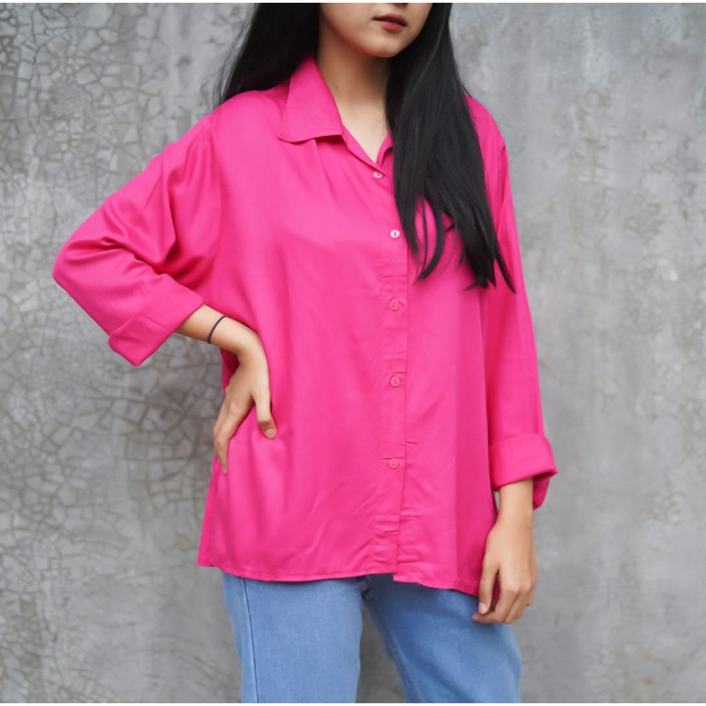 BEFAST - ZFS OOTD Wanita Kemeja AIMIRA / ZODYA OVERSIZE XXL RAYON TWILL SHIRT / Kemeja Lengan Panjang / Kem Oversize Kekiniaan Remaja / Kemeja Polos / Terlaris / Fashion Kantor