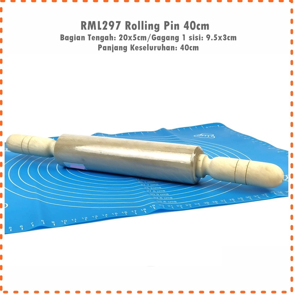 Rolling Pin/Penggiling Adonan Kayu Besar 40cm