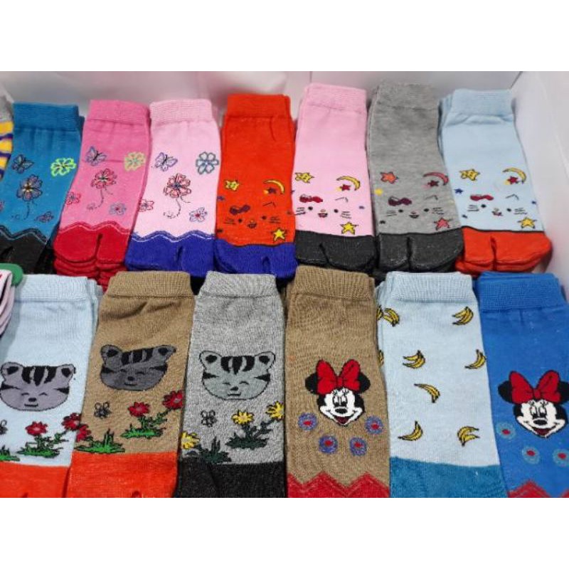 ( RANDOM) 12 PASANG KAOS KAKI JEMPOL MOTIF /KARAKTER ANAK PEREMPUAN/KAOS KAKI ANK PAUD/TK/SD