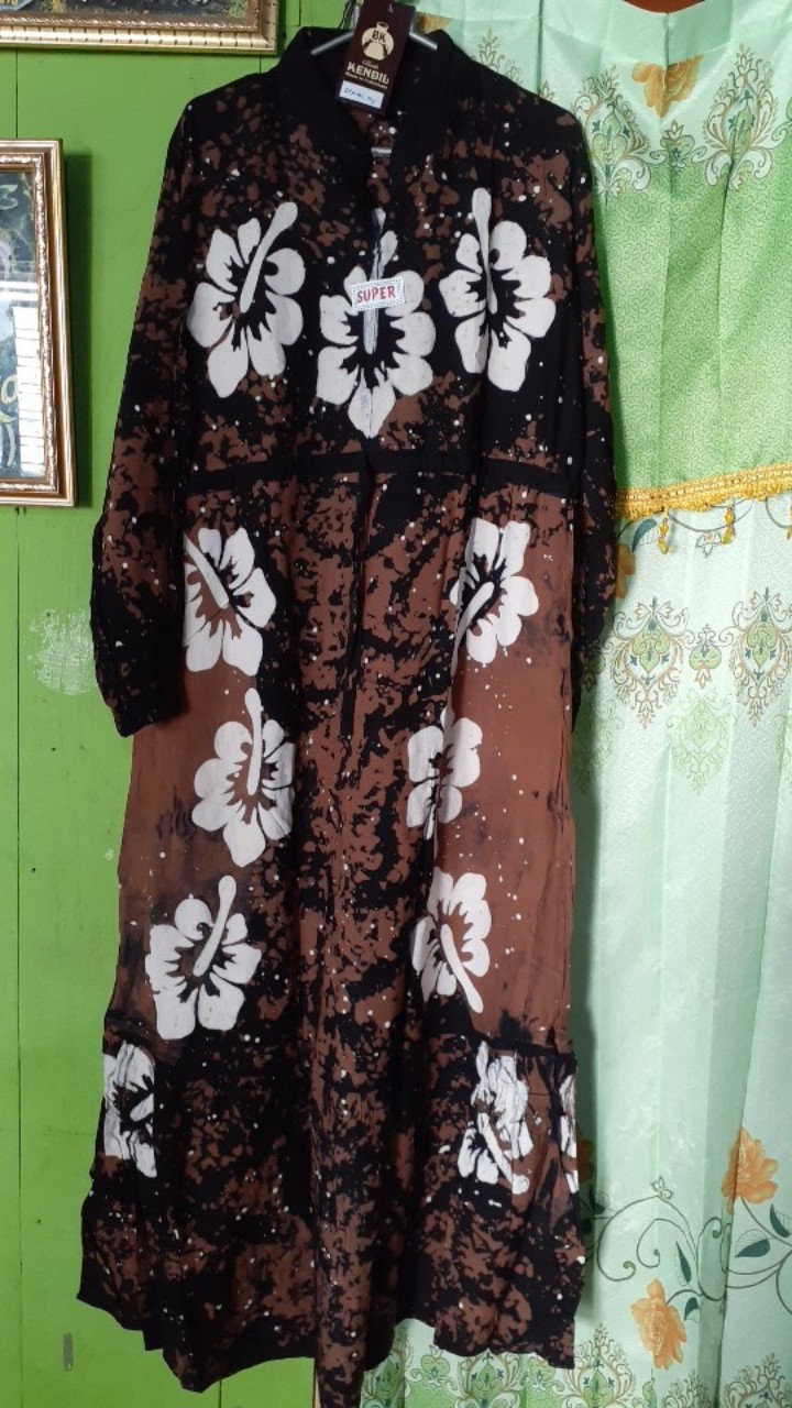 Gamis Twill Ori Rempel Abstrak Malam - Gtr Malaman Batik Kendil - Tuwil - Tuil - Daster Busui