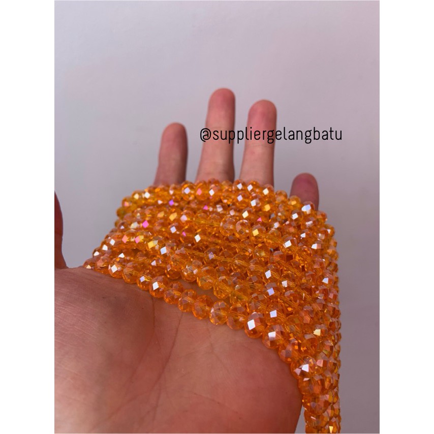 Crystal Ceko transparan 6mm ORANGE bening oren bahan gelang kalung DIY