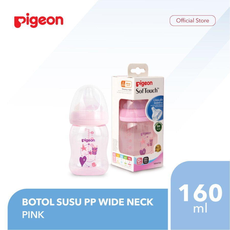 *FRAULEINCO* PIGEON Botol Susu PP Clear Wide Neck 160Ml - Pink Blue