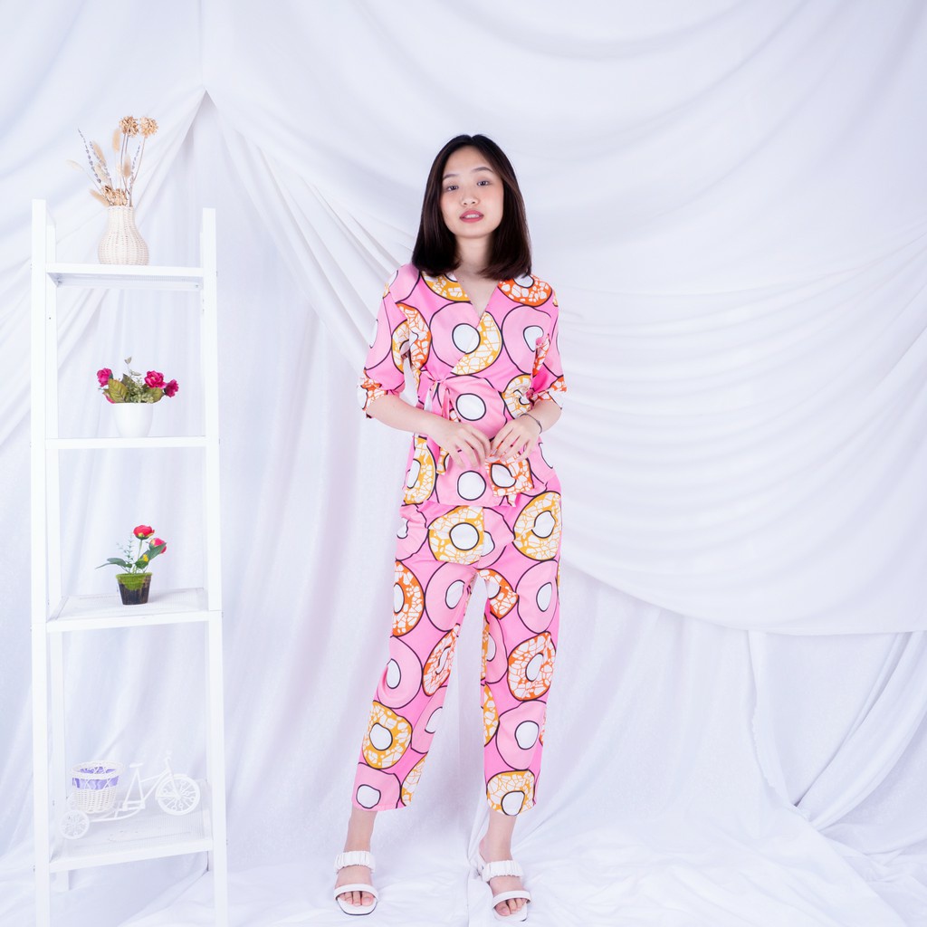 SS - PAKAIAN DAILY SET SETELAN PIYAMA PIAMA BAJU TIDUR PAJAMAS KIMONO BAHAN KATUN JEPANG WANITA DEWA