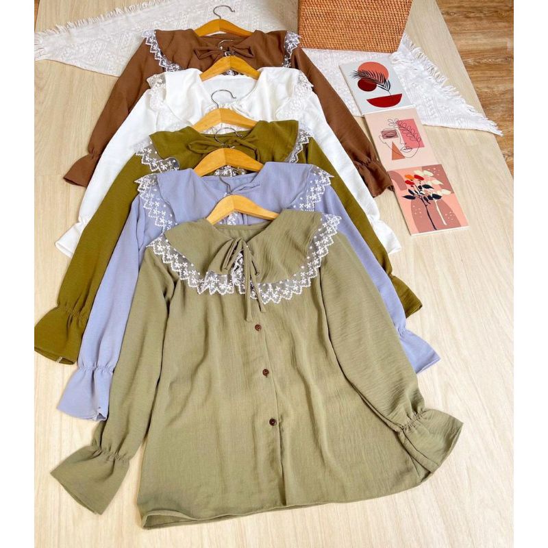 Kemeja Wanita Lengan Kerut Premium Murah Orisolofashion