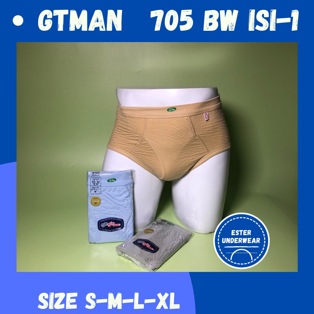 GTMAN Celana Dalam Pria Dewasa GT-705B PUTIH/WARNA ISI-1 Seri Classic Kulit Jeruk