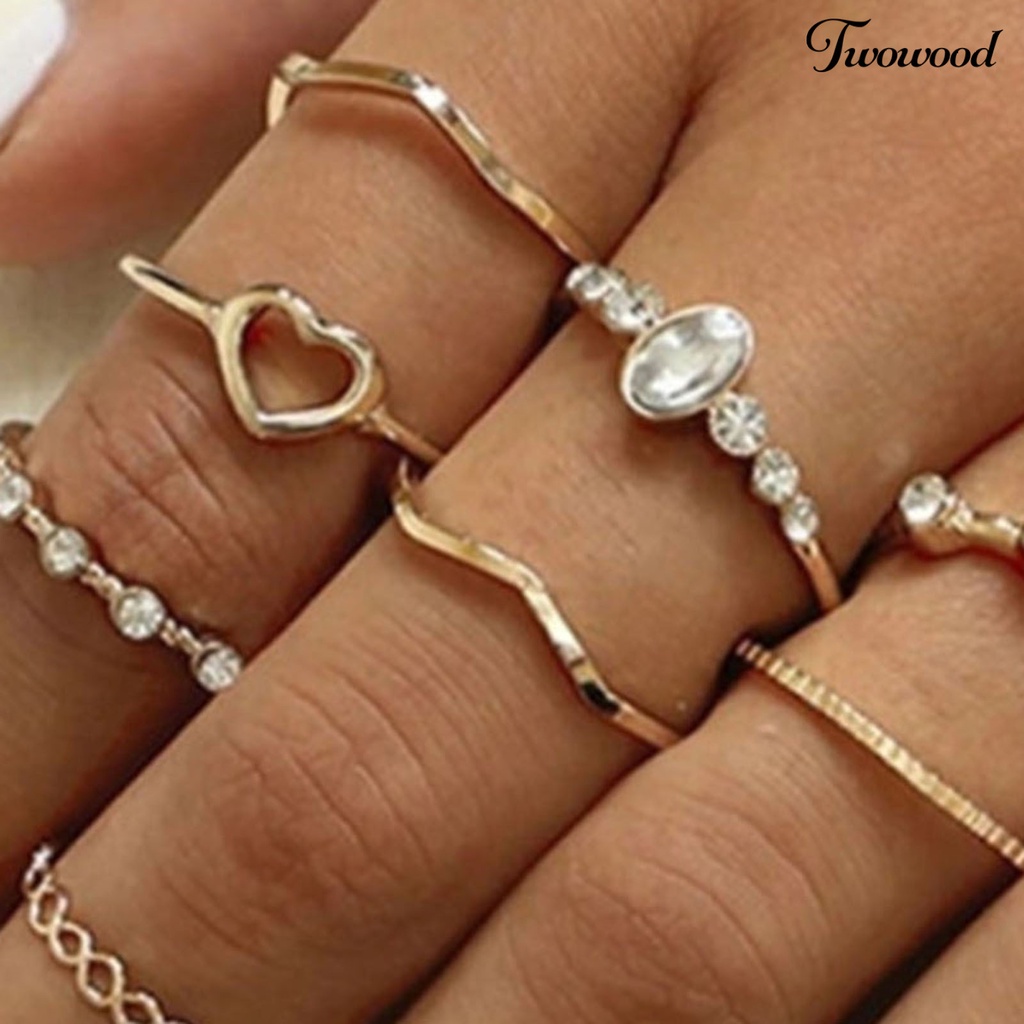 9 Pcs / Set Cincin Jari Gaya Vintage Untuk Hadiah Wanita