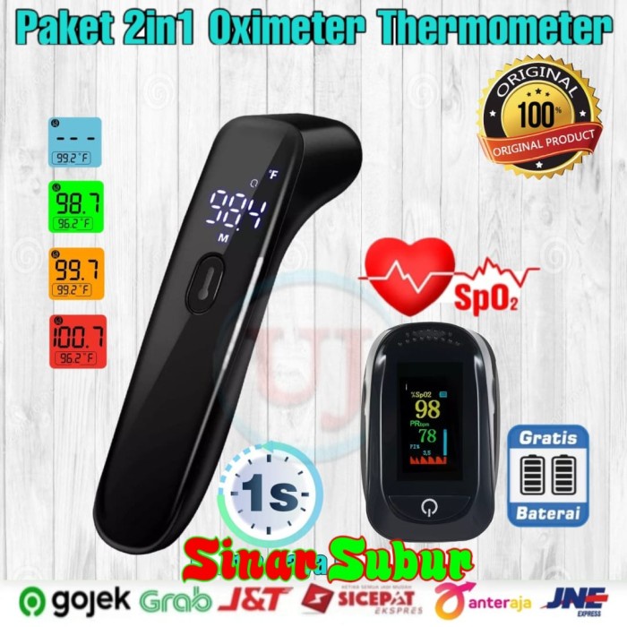 Laihoshope Paket 2In1 Oximeter Oximetry Sp02+Thermometer Gun Infrared Original