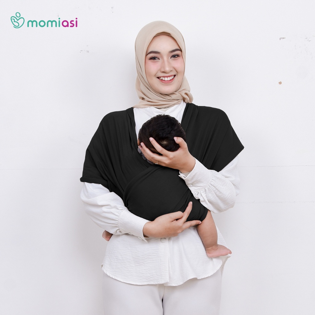 Momiasi - Gendongan Kaos Anak Bayi M Sahpe Geos Polos Samping Baby Wrap Premium