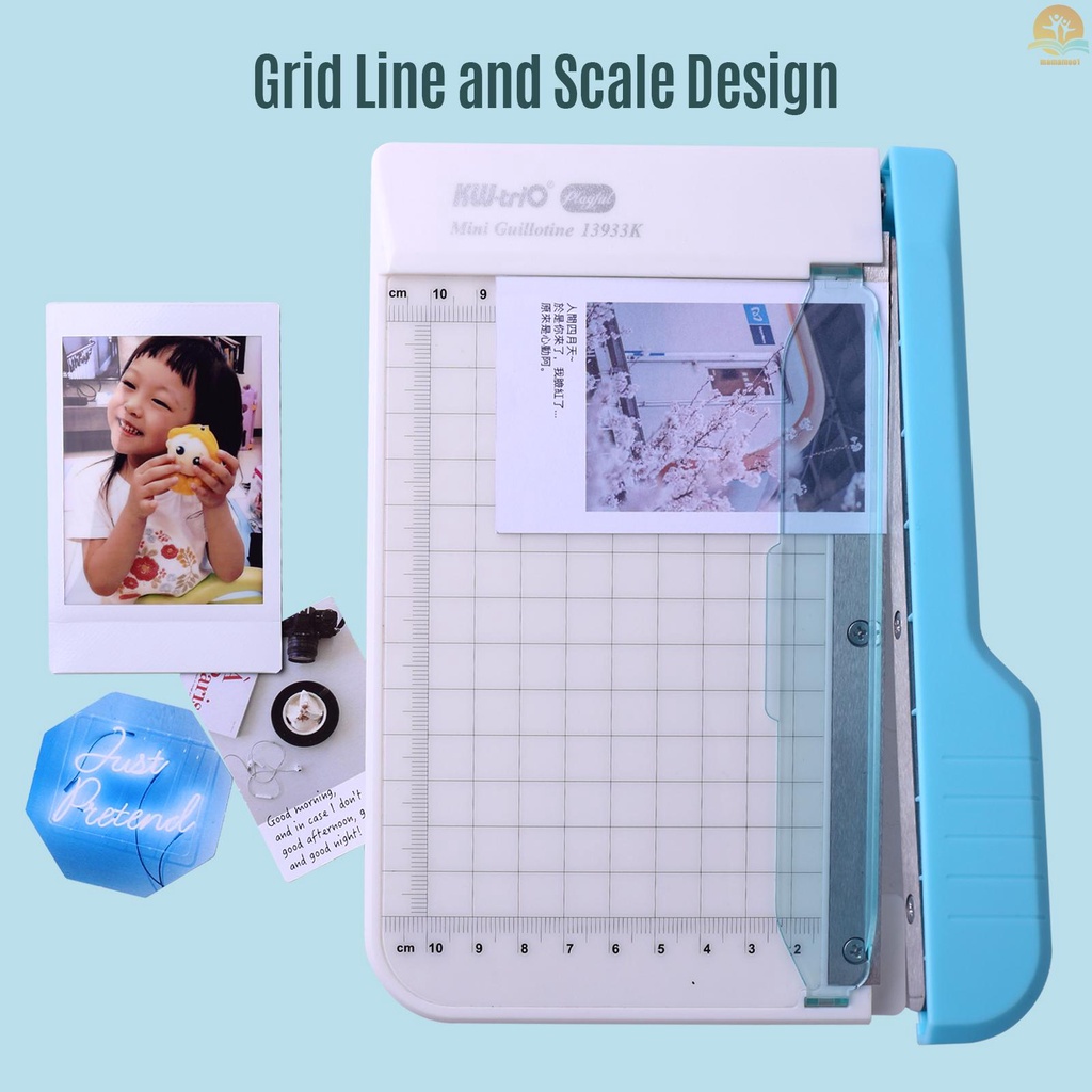 KW-trio Mini Paper Trimmer 6-Inch Guillotine Paper Cutter Photo Cutting Machine 10 Sheets Capacity Paper Slicer with Grid Line and Scale Design for Home Office School