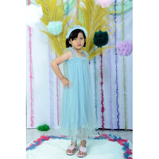 (DRESS HILWAH )DRESS TILE LEMBUT--DRESS TUTU GELOMBANG CINTA--PAKAIAN PESTA ANAK TERMURAH --GAUN PEREMPUAN //FREE BANDO