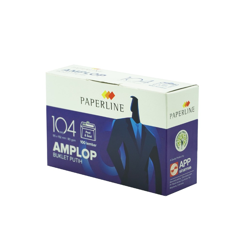 Amplop DL Putih Polos PAPERLINE 104 isi 100 (95 x 152 mm) 80 Gram Gsm