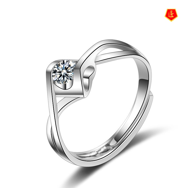 [Ready Stock]Simple Elegant Silver Diamond Ring Korean Fashion