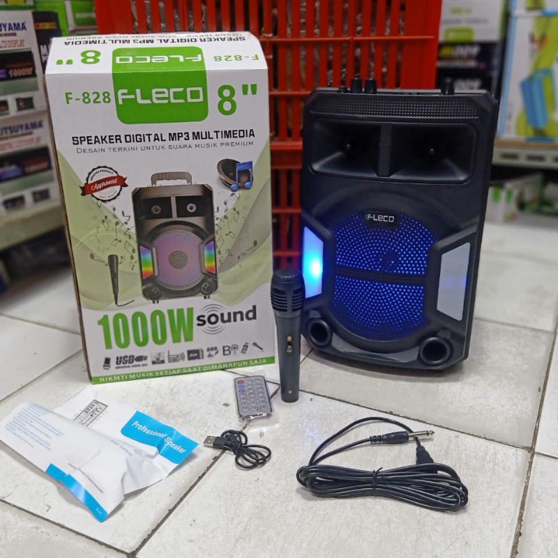 Speaker Bluetooth Karaoke Fleco F-828/8 Inch/Free Mic