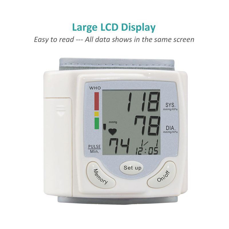 1pc Tensimeter Pengukur Tekanan Darah Pergelangan Tangan Dengan Monitor