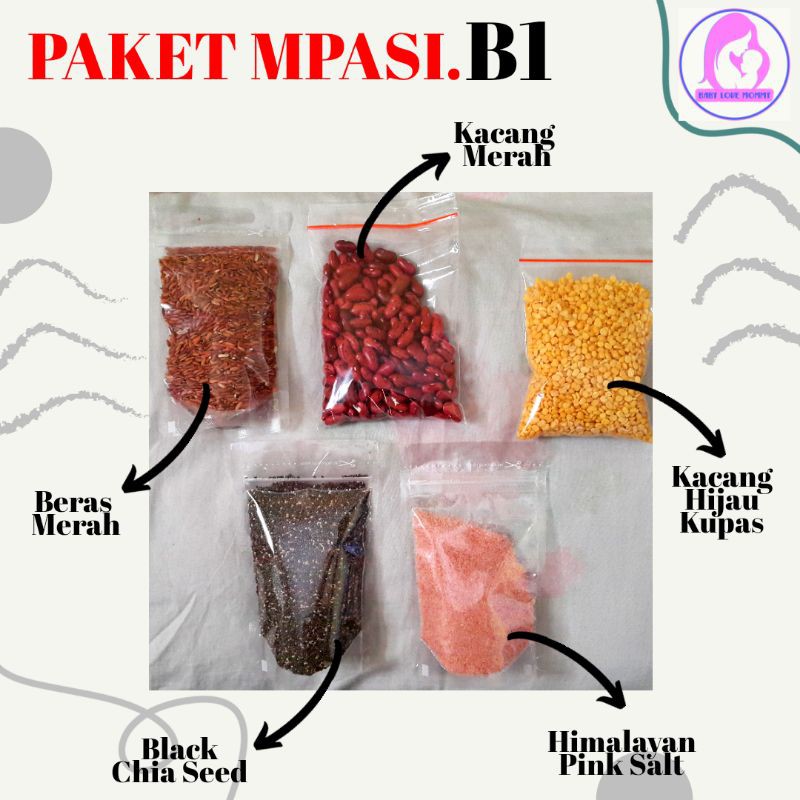 

Paket Mpasi Beras merah beras putih coklat hitam chia seed himlayan pinksalt kacang merah