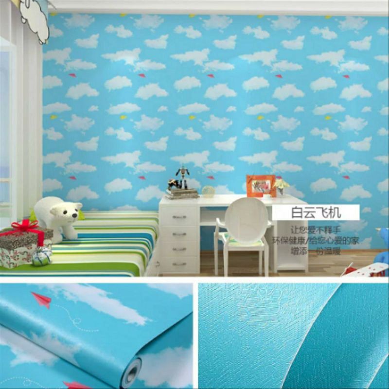 Wallpaper Dinding Motif Awan Layang 10m x 45cm