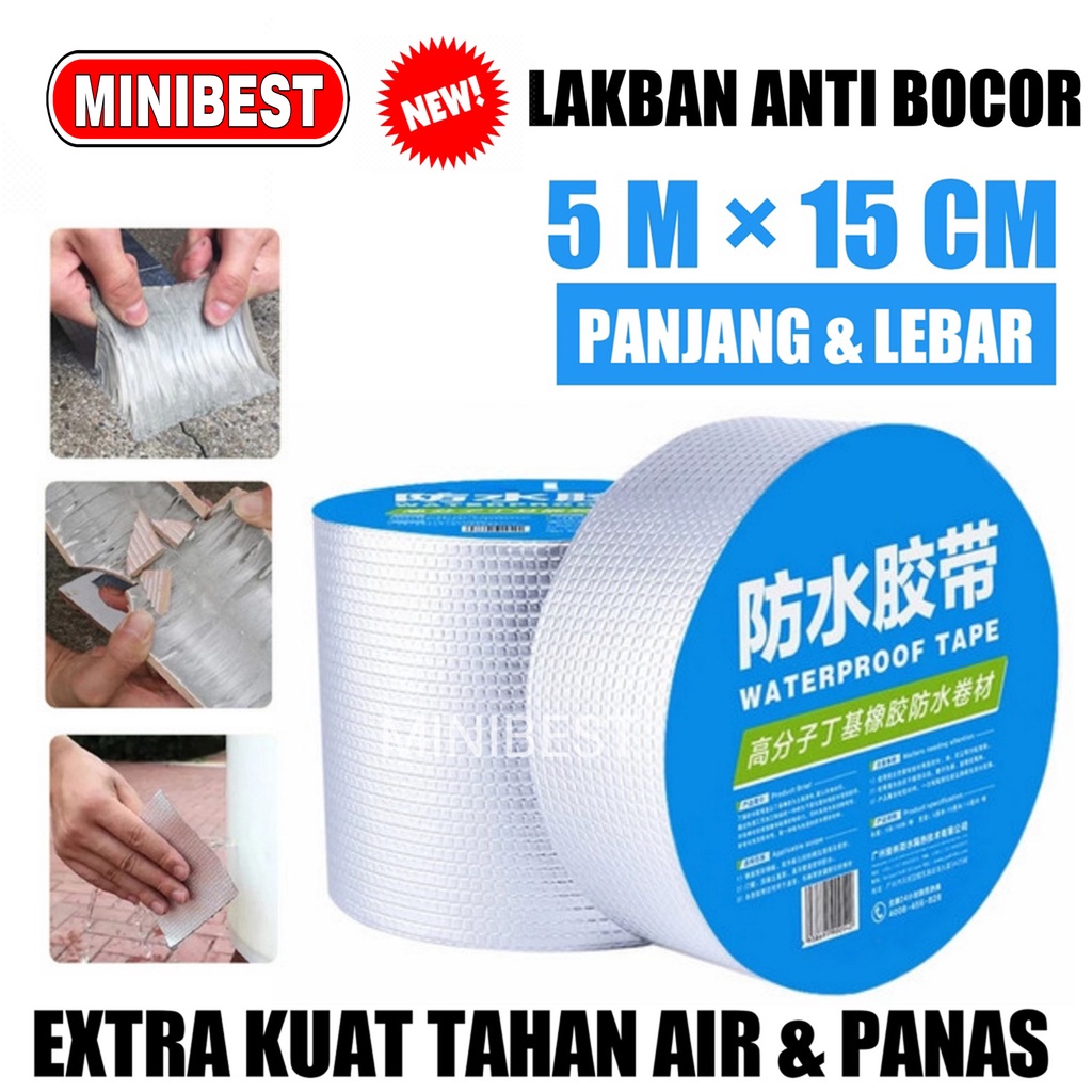 [MB] Lakban Anti Bocor Lem Anti Air Aluminium Foil Butyl Super Waterproof Tape 5 Mx15 CM