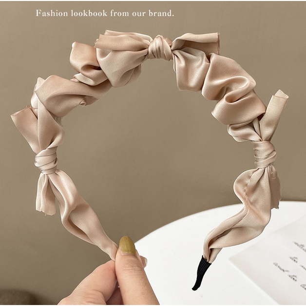 Bando Korea Perempuan Dewasa Motif Scrunchie 3 Pita Aksesoris Rambut Wanita fashion import AK184