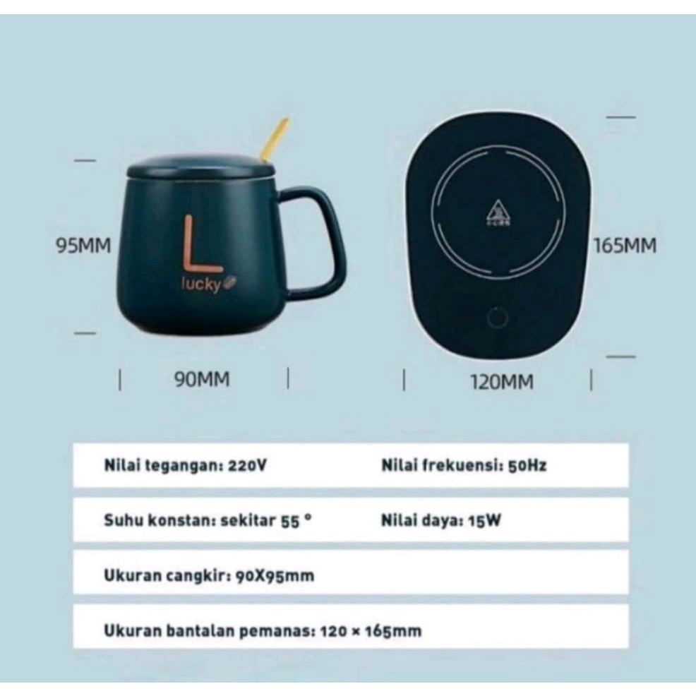 MUG CANGKIR ELEKTRIK GELAS PEMANAS TEH KOPI / MUG GELAS CANGKIR ELEKTRIK SET KERAMIK SOUVENIR PEMANAS 55 DERAJAT PENGHANGAT KOPI 400ML DENGAN BOX- GELAS SET KERAMIK PEMANAS