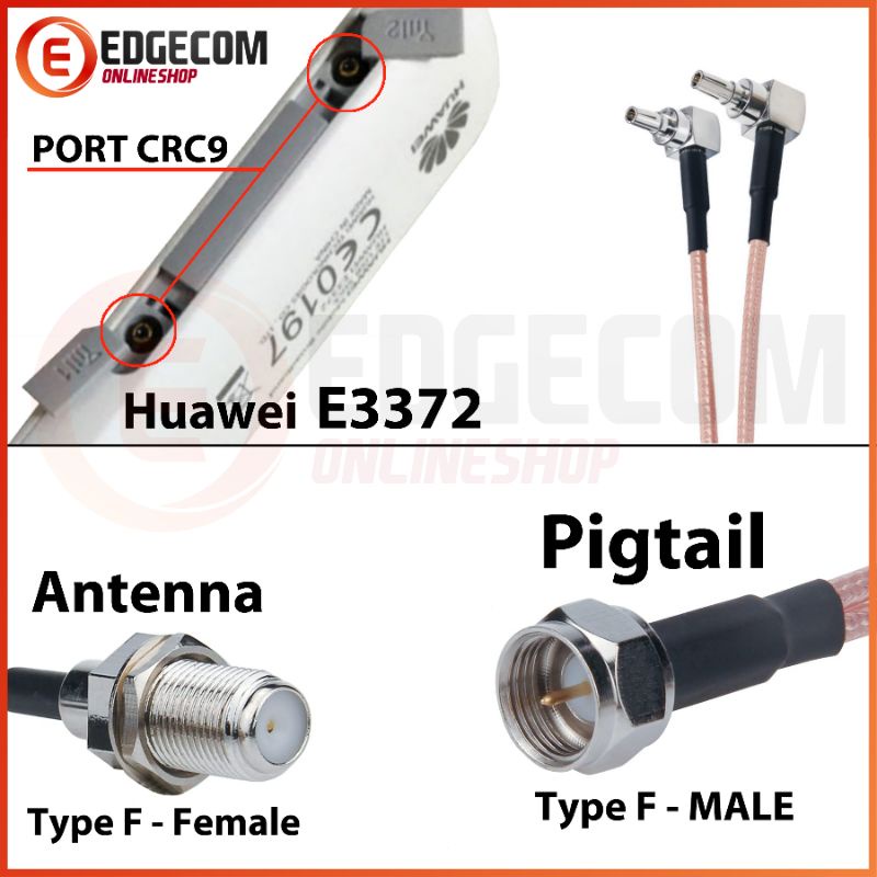 Pigtail Modem USB E3372, E3276, K4305 F Male to CRC9 Dual Port Male