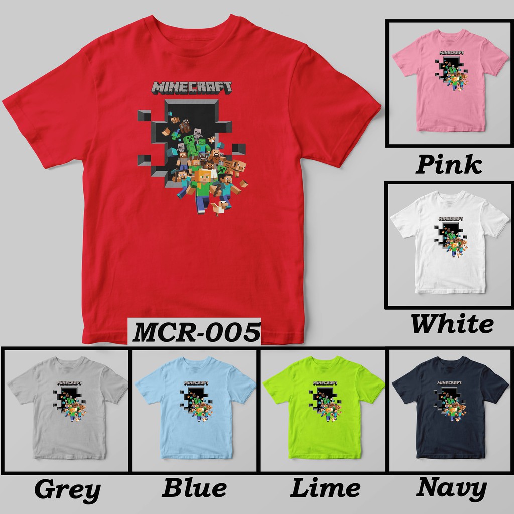 [FREE NAMA !!] Kaos Anak &amp; Family Game Minecraft 100% COTTON PREMIUM