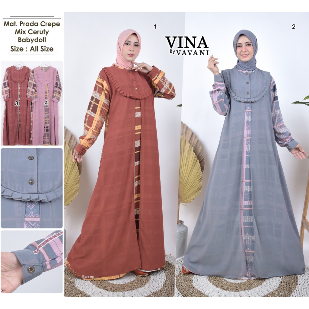 Ori Vina by Vavani Dress Nadira (Gamis wanita muslimah syari pesta kondangan