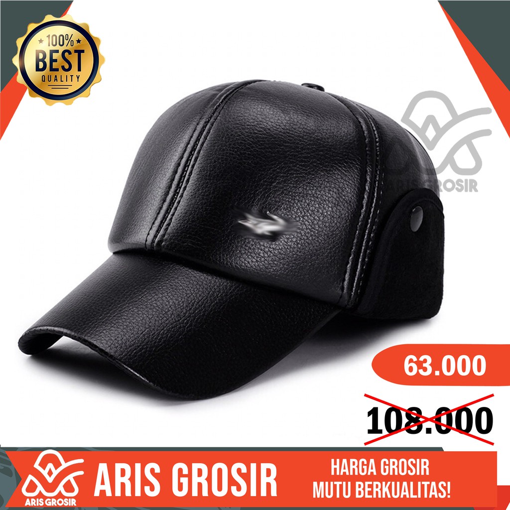 TOPI KULIT PRIA ORIGINAL TOPI BASEBALL JEPANG WINTER CAP BUAYA IMPORT MURAH X552