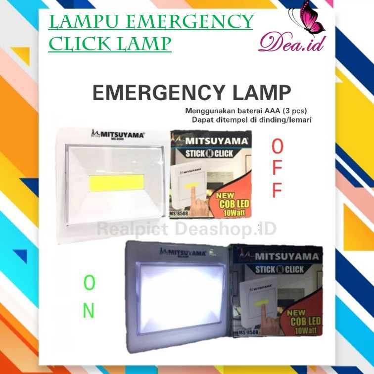 [DEASHOP] [Home Equipment] Lampu tempel emergency click Mitsuyama switch light cob led 10 watt