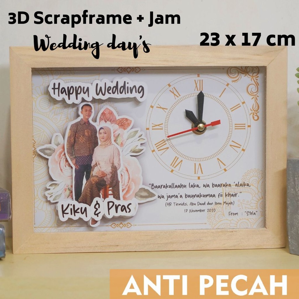 Hadiah Ulang Tahun / Wisuda / Pernikahan Jam Cetak Foto + Bingkai kayu