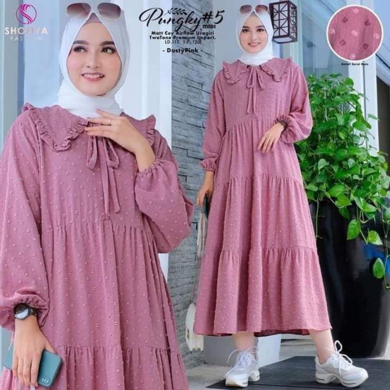 Midi uragiri | midi polos kringkel airflow | Gamis zayyra airflow busui