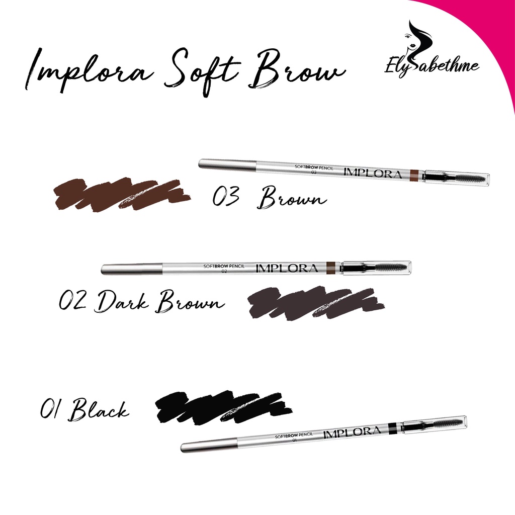 ✿ELYSABETHME✿ I♥M♥P♥L♥O♥R♥A Implora cosmetic  pensil alis eyebrow pencil bentuk mudah dipakai eye brow serut asahan asah plus sikat kuas serat