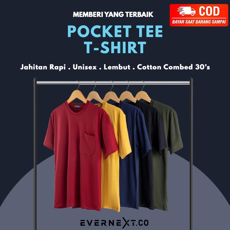 Kaos Polos Pria POCKET TEE T-shirt Adem Combed 30's Lengan Pendek Cowok Distro Lembut Outdoor COD