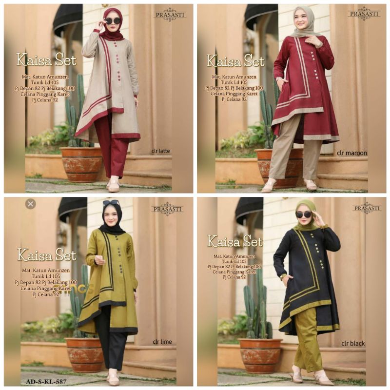 baju setelan celana wanita tunik katun KAISA SET