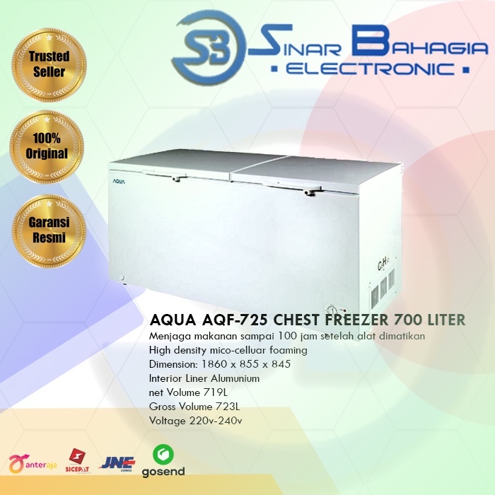 AQUA AQF-725 CHEST FREEZER 700 LITER 2 PINTU (NEW)