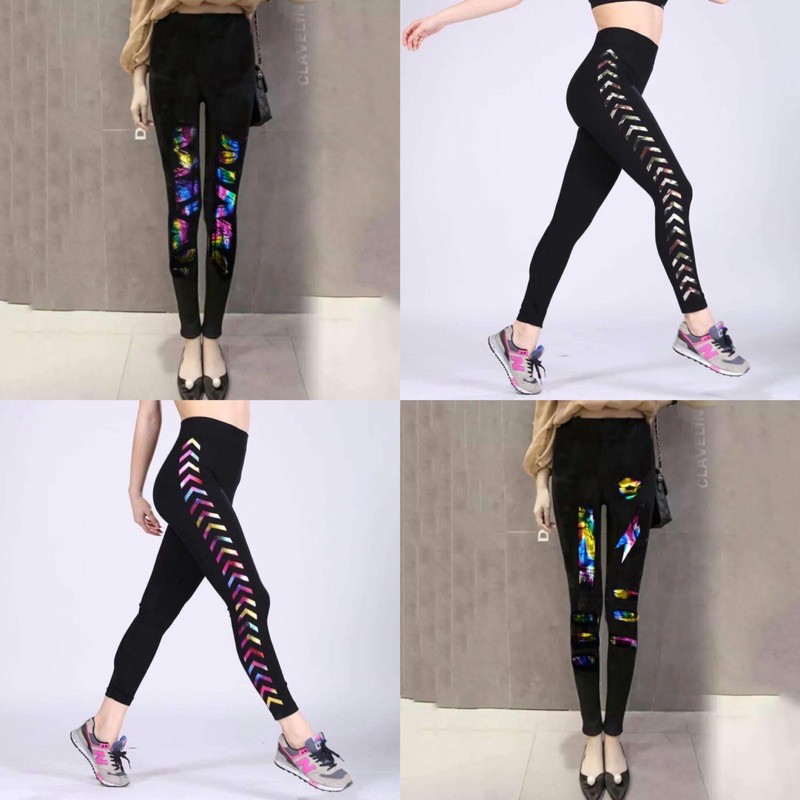 Legging Import Print Rainbow Motif Pelangi Fashion Wanita