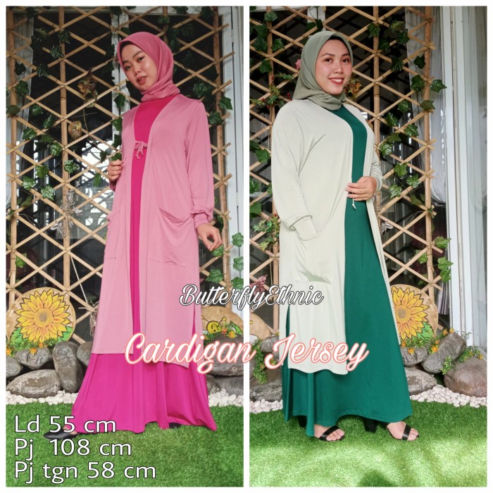 MUSLIM-CARDIGAN- OUTER PANJANG WANITA - LONG CARDIGAN JERSEY POLOS LENGAN PANJANG - PINK CANDY
